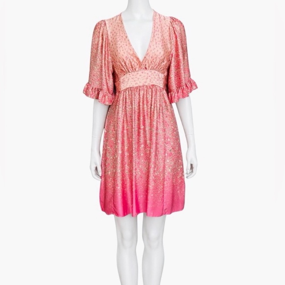 ✨ VINTAGE BETSEY JOHNSON 90s Y2K SILK OMBRÉ FLORAL DRESS • USA • SIZE 6